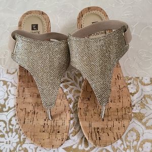 White Mountain Glitter Wedge Sandal - Size 6